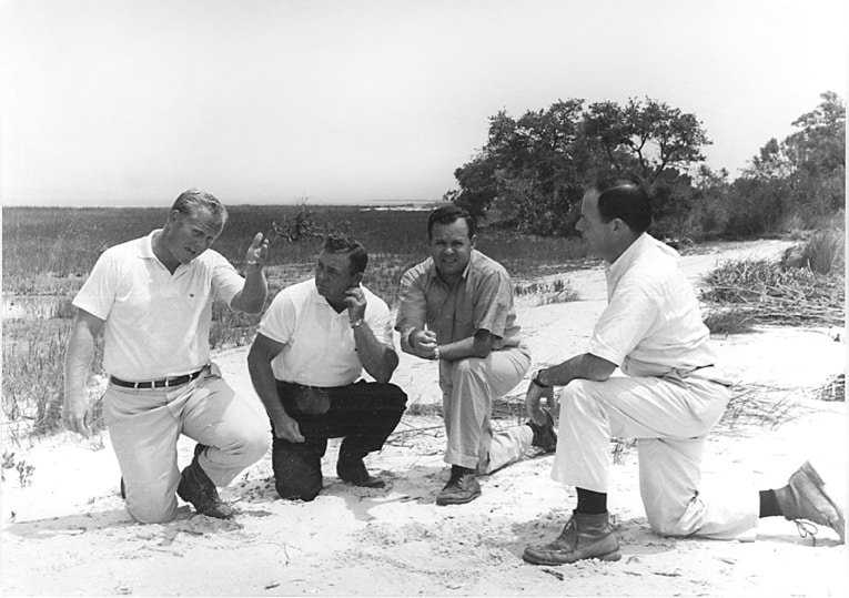 The beginnings of Harbour Town in 1969 with Jack Nicklaus, Donald O'Quinn, Charles Fraser and Pete-Dye.